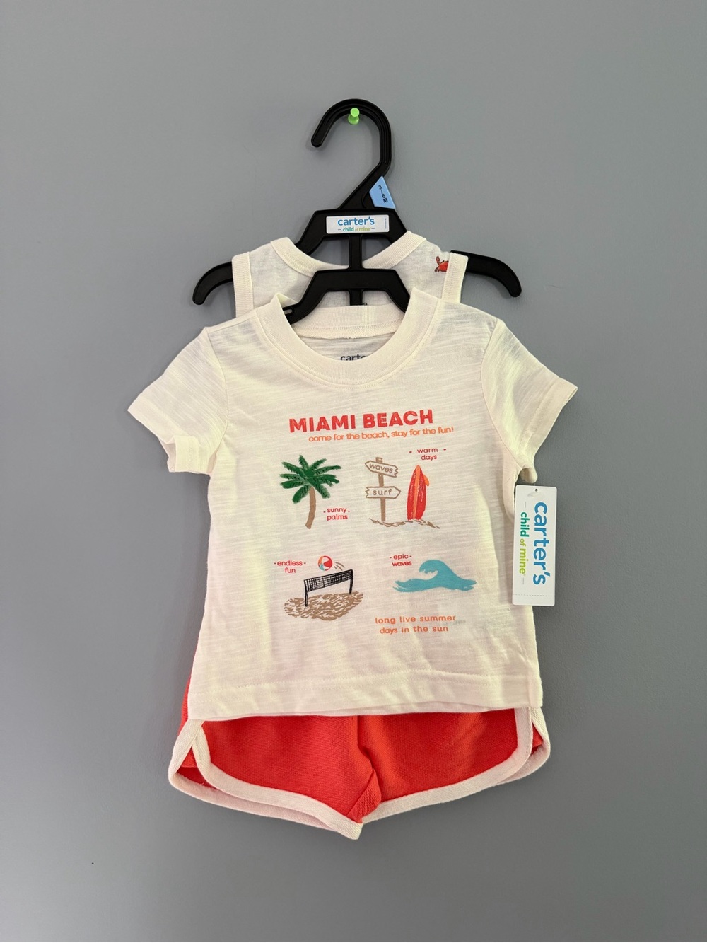 Carter's Miami Beach Kids 3 piece Set - White & Coral